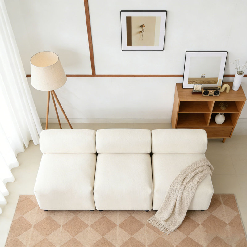Canapé modulaire modulaire en chenille, Beige + 3 pièces, 3