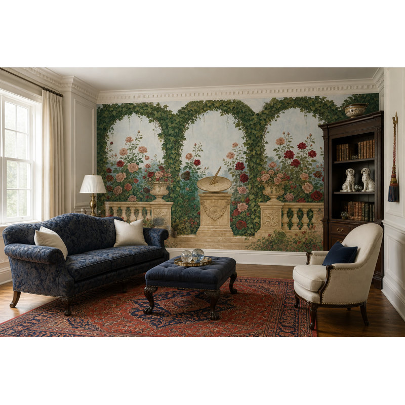 Adhésif mural Rose Garden, 140 po x 108 po, Peler et coller