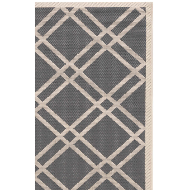 Arneshia Geometric Gray/Ivory Indoor/Outdoor Area Rug, Rectangle 9' x 12'