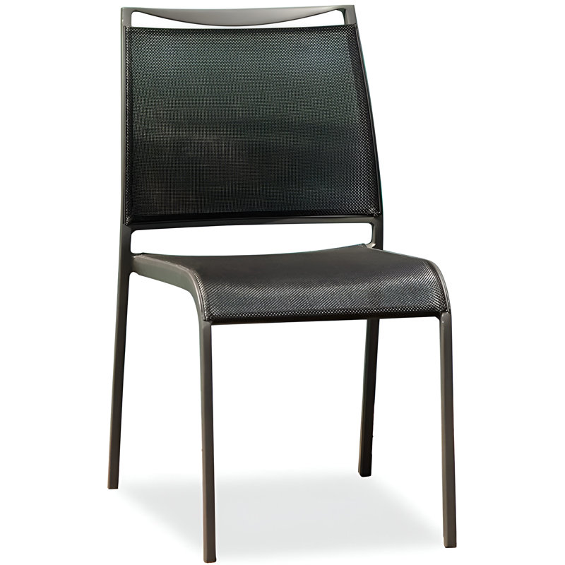 Ensemble de quatre chaises d'appoint en aluminium gris