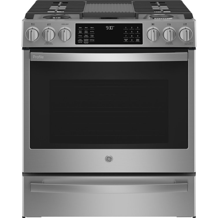 Ge Profile 30” Dual Fuel Slide-in Range With Wifi Stainless Steel - Pc2s930ypfs