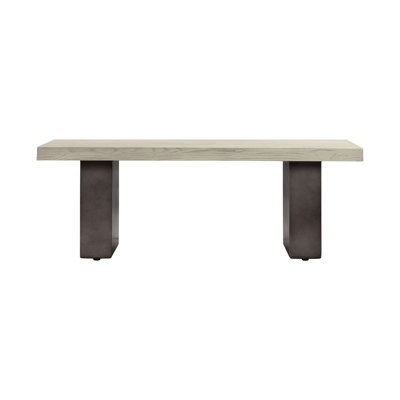 Zahavi Modern 87" Wide Rectangular Dining Table in Concrete and Grey Oak Wood