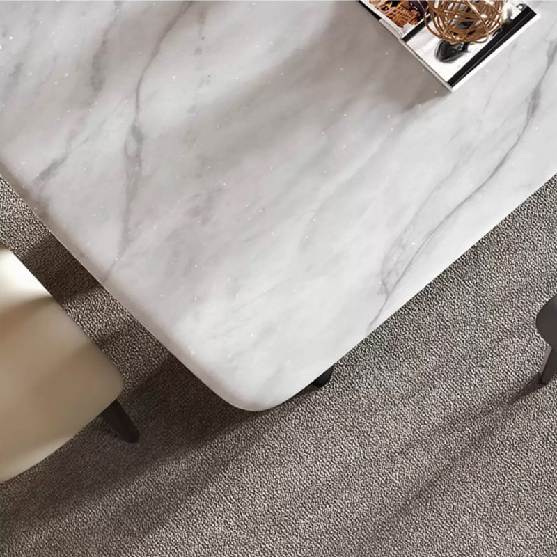 Black Rectangular Marble Stainless Steel Dining Table, 28.35"H×55.12"L×31.5"W