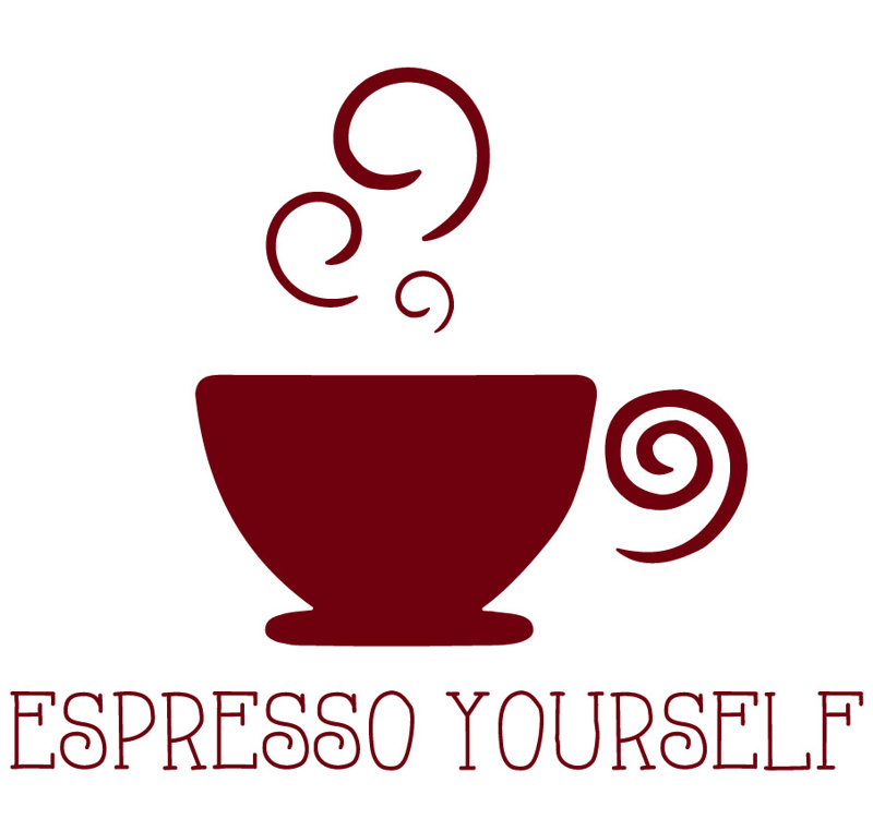 Décalcomanie murale pour expresso, H 48 po x l 58 po x P 0,01 po, Bourgogne