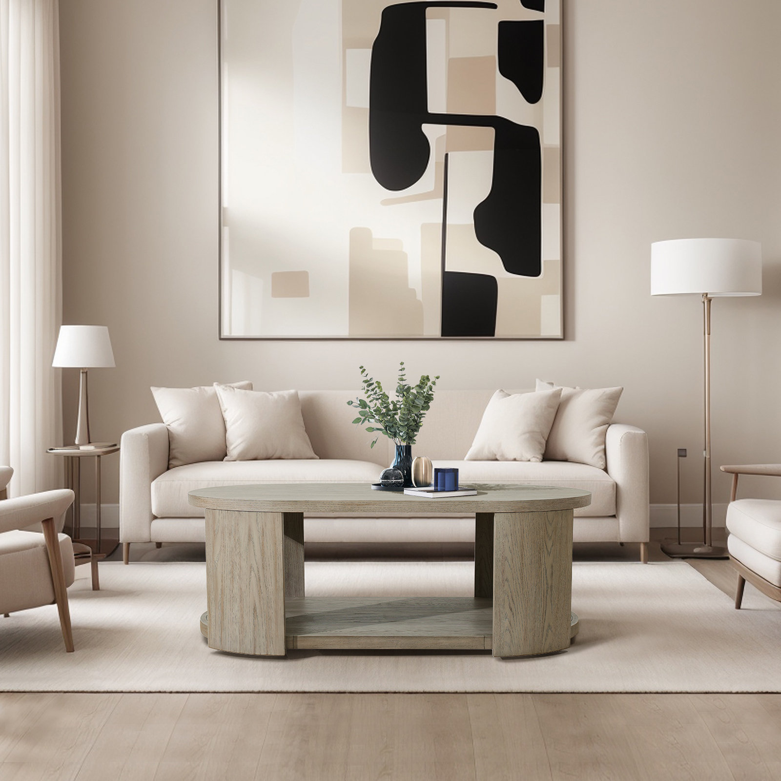 Latitude Run® Oval Wood Coffee Tables With Wheel - Wayfair Canada