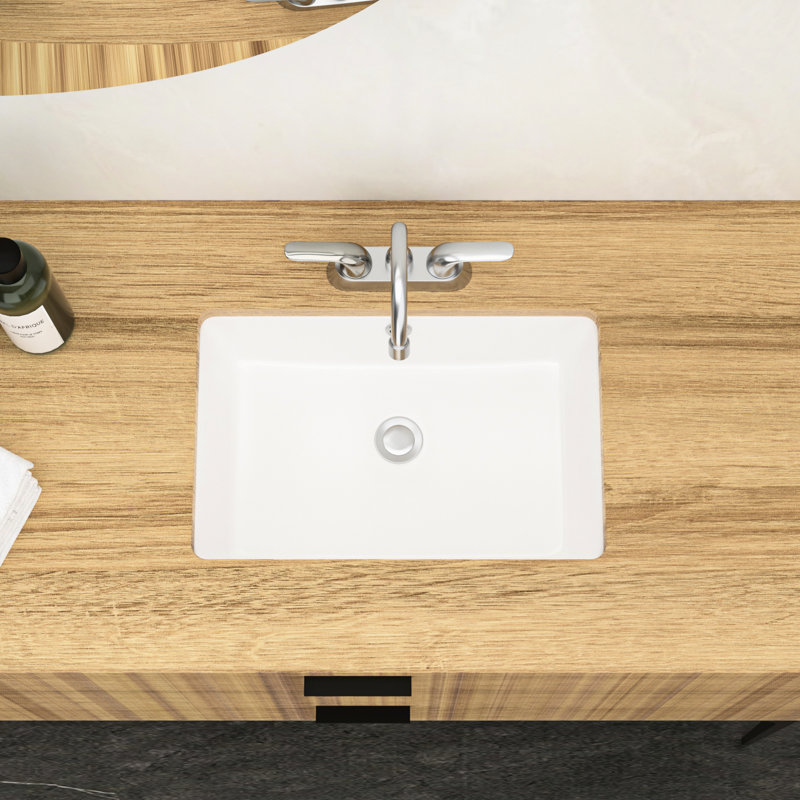 Lavabo de salle de bain encastré en céramique blanche 18 "x 12" avec trop-plein - Design épuré, teinture pour la maison et résistance aux acides rectangulaire à différents endroits