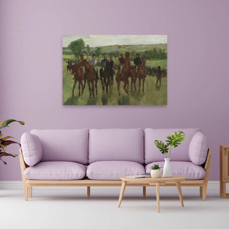 Les Cavaliers, vers 1885. Estampe d'art mural contemporaine abstraite impressionniste représentant un paysage équestre.