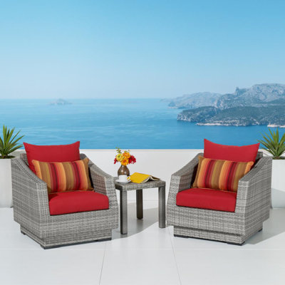Fionnula 2-Person Patio Seating Set with Sunbrella Cushions