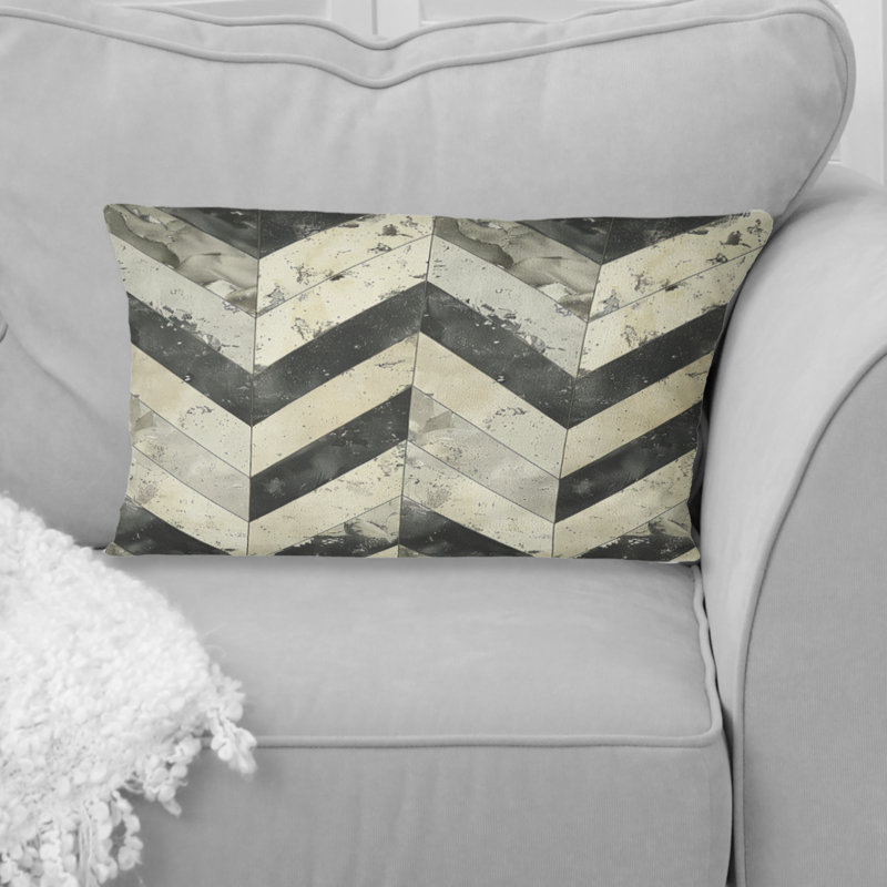 Coussin lombaire beige moderne à chevrons II