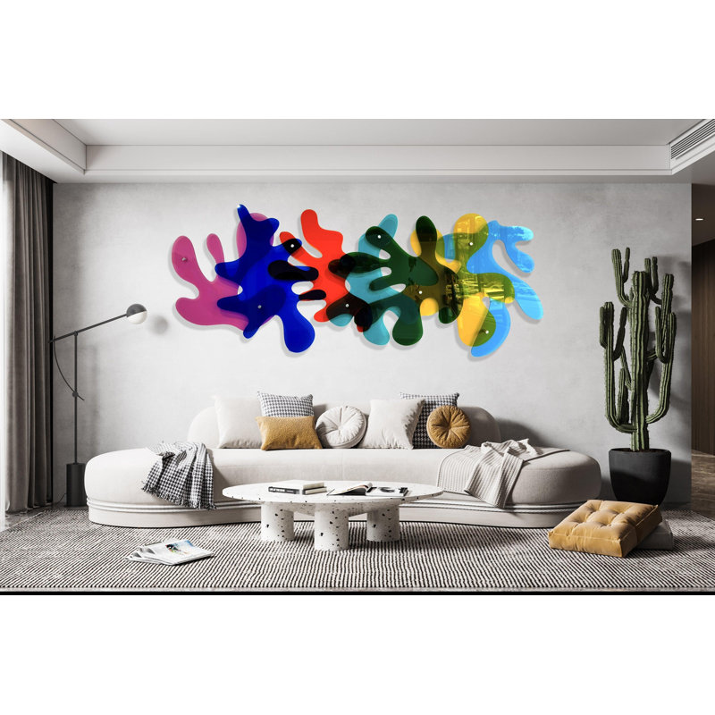 Petite sculpture murale coraux transparents - décor Pop Art, H 32 po x l 78 po x P 3 po