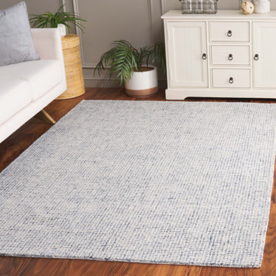 Martha Stewart Hand Tufted Wool Cotton Rug in Ivory/Blue