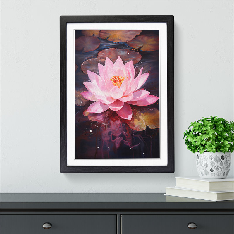 Lotus Flower Abstract No.2 1 Piece Single Picture Frame Wall Art, 34cm H x 25cm W x 2cm D, Black Framed