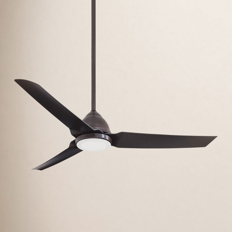 54" Java 3-Blade Outdoor LED Propeller Ceiling Fan with Remote Control and Light Kit Included, Kocoa
