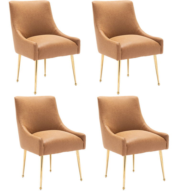 Zanthia Faux Leather Upholstered Dining Chair, Brown