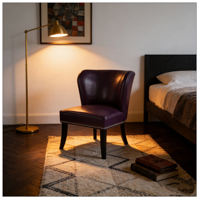 Fauteuil d'appoint en similicuir avec garniture de rivets, canapé de salon confortable et élégant pour la réception à domicile