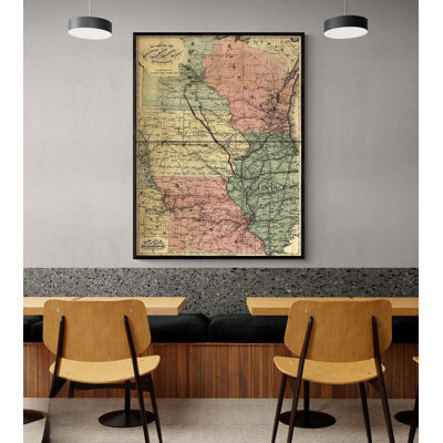 Burlington, Cedar Rapids et Minnesota, chemin de fer 1868, carte antique du Minnesota, Cedar Rapids Iowa, affiche, art mural Burlington, décor de couloir
