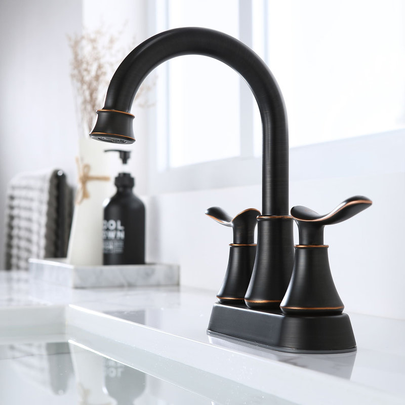 Centerset 2-handle Bathroom Faucet with Drain Assembly, Oil Rubbed Bronze