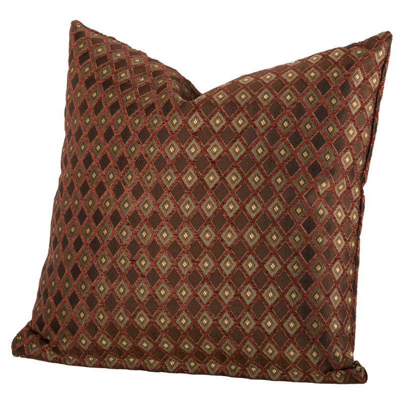 Small Gold and Brown Embroidered Square Decorative Pillow