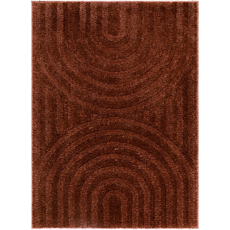 Tapis tissé à la machine Farshid, Rouille, Rectangle 5 pi 3 po x 6 pi 12 po