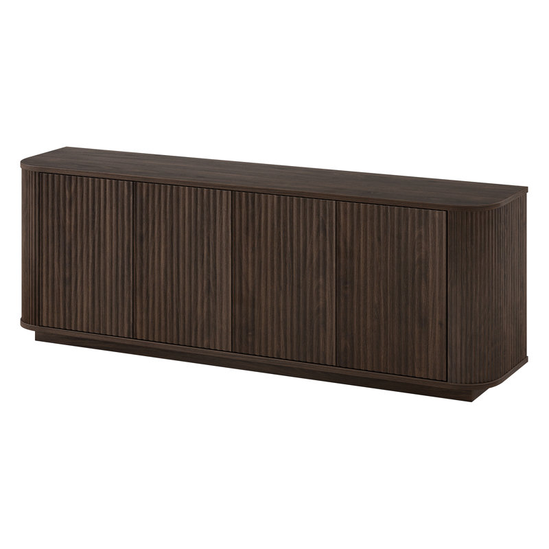68" TV Stand for TVs up to 75" with Fluted Doors & Cable Management — Alder Brown Transitional Media Console for Living Room | Canton
