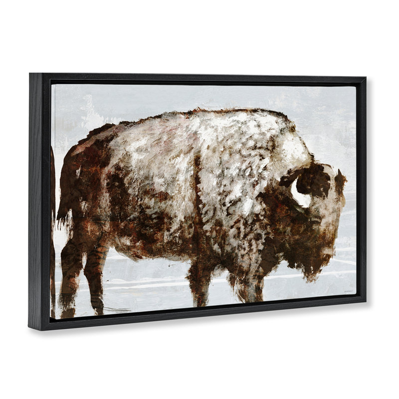 «Abstract Buffalo Impression» par Dan Meneely, Cadre flottant noir de jais, H 21 po x l 31 po