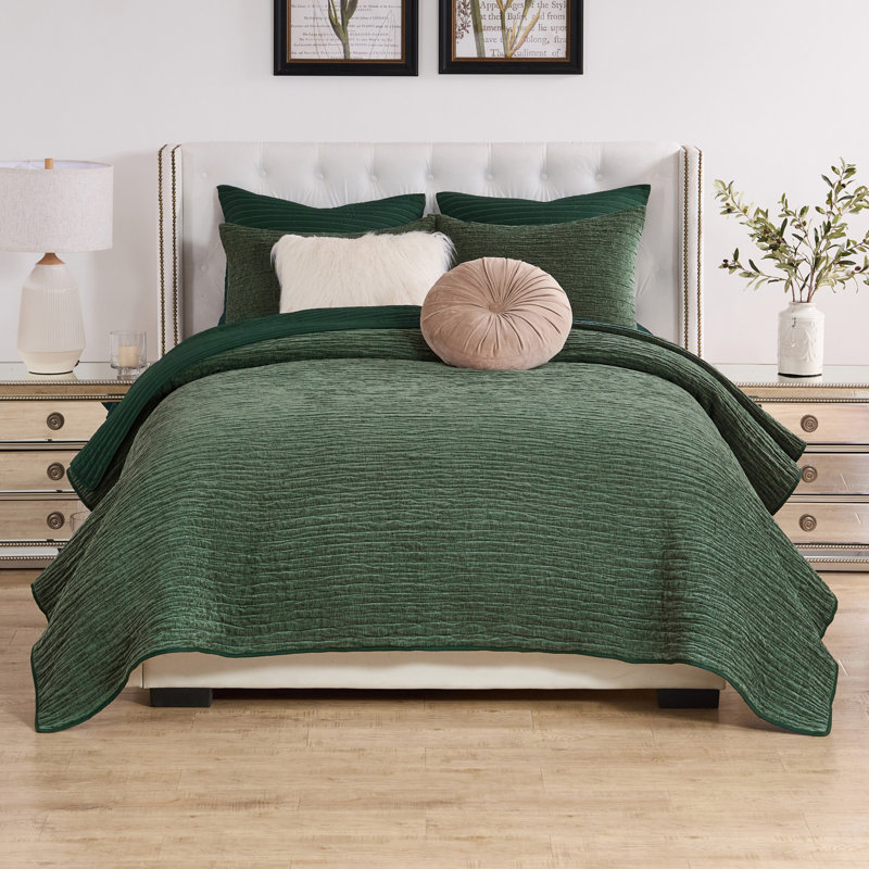 Ensemble de courtepointe 2 pièces Greenland Home Fashions Velvet Crush Forest 68 x 86 + 20 x 26, Forêt