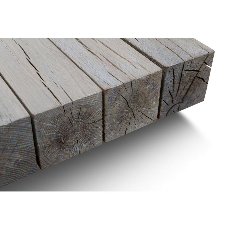 Oak Array Rectangular Solid Wood Coffee Table with Natural Edge