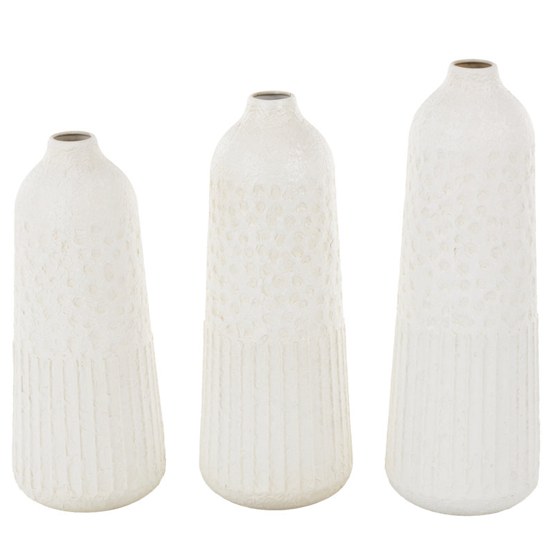 Cole And Grey Metal Textured Decorative Vase With Honeycomb Pattern