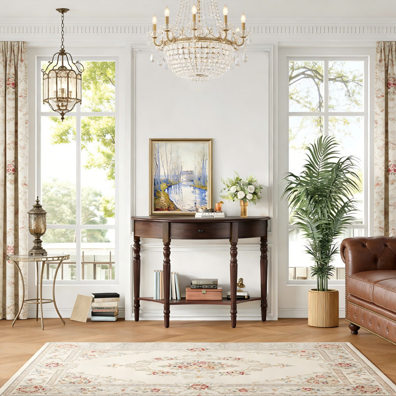 Console de style campagnard avec tiroir et tablette Farmhouse, Espresso