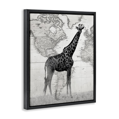 Girafe avec carte du monde rétro
