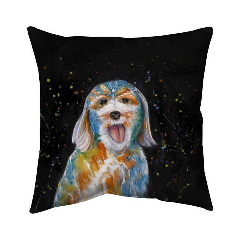 Abstract labradoodle - 16"x16" Outdoors Throw pillow - Spun poly - Print on demand, 16" H x 16" W