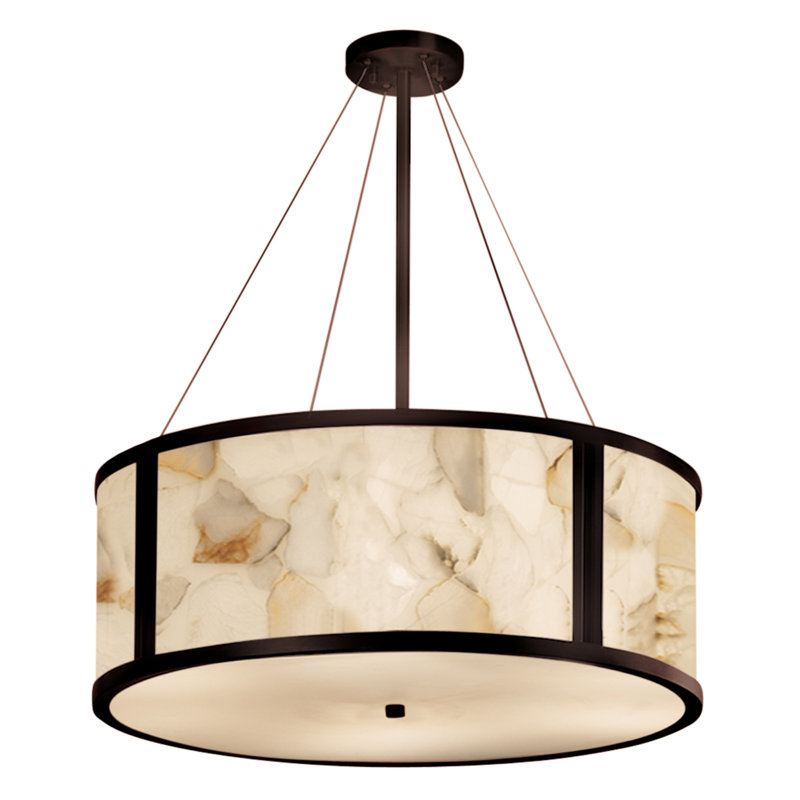 Lustre tambour 8 lumières unique Asae, Bronze foncé