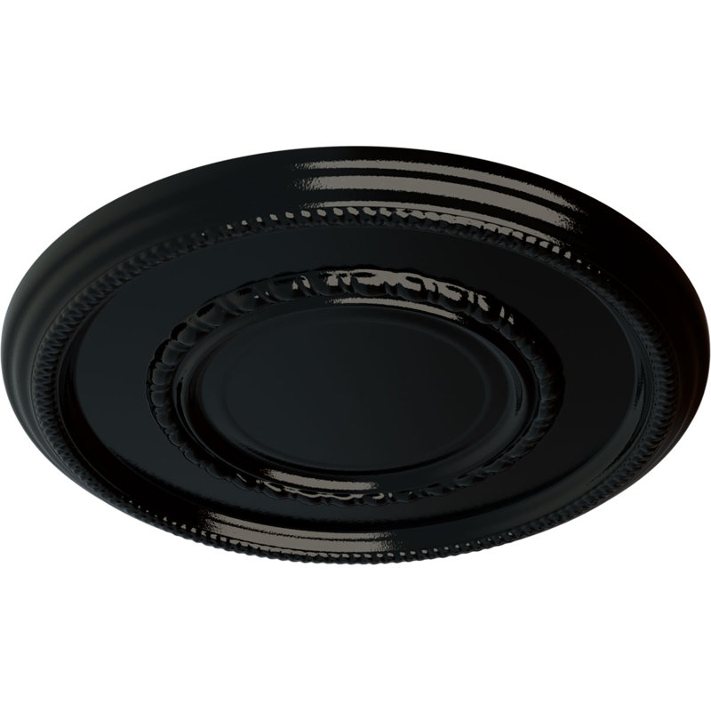 Endurathane Federal Roped Large Ceiling Medallion, 17 3/8"OD x 1 1/8"P (Fits Canopies up to 7 3/4"), Hand-Painted Black Pearl Finish