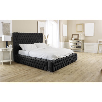 Katya Upholstered Velvet Sleigh Bed
