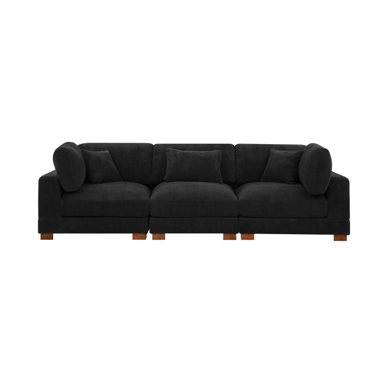Assuntino 112" Square Arm Sofa, Black