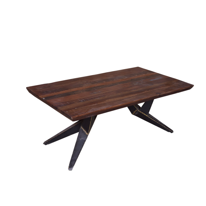 Faunia Reclaimed Mahogany Wood Coffee Table with Black Steel Base 
