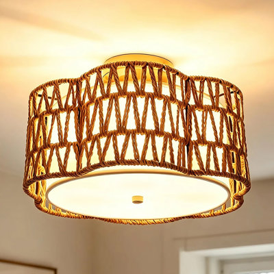 Plafonnier semi-encastré Boho à 3 lumières, 13,6 po (L)