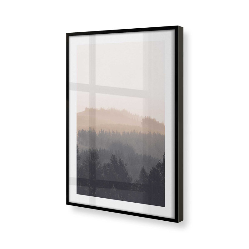 Imprimé voile de forêt, H 21 po x l 17 po x P 1,25 po, Cadre noir satiné