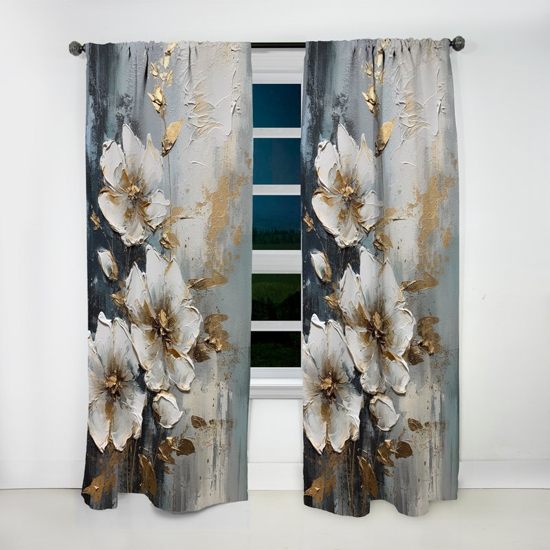 Lynmeade - Pommier symphonique or blanc III - Rideau traditionnel - Velours obscurcissant - 1 panneau, L 52 po x L 120 po