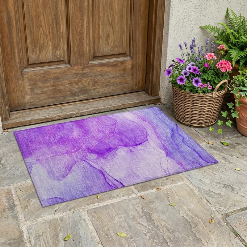 Tapis extérieur lavable et antidérapant 2 pi x 3 pi mauve