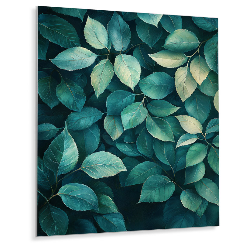 Emerald Green Leaves Lush Layers I - Impression de feuilles sur métal, H 40 po x l 30 po