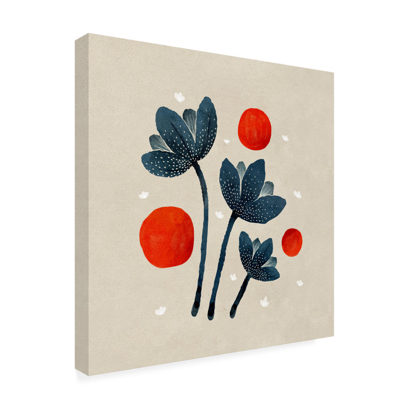 "Fleurs bleues II" sur toile, H 18 po x l 18 po