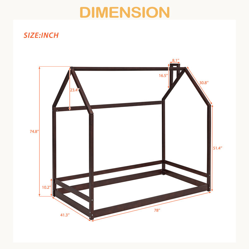Lit simple en bois