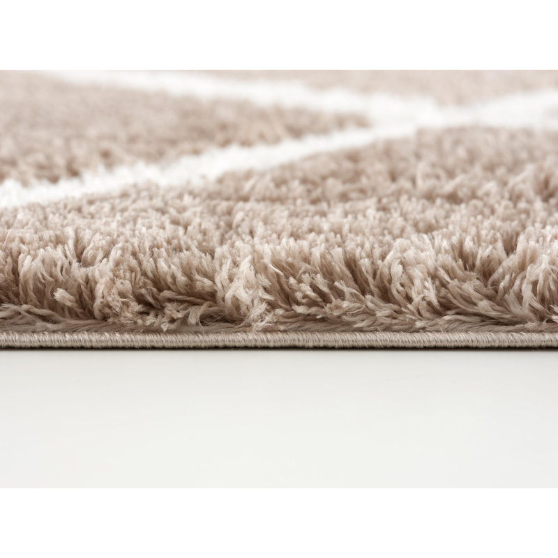 3' X 5' Beige Geometric Area Rug, Rectangle 3'9" x 5'6"