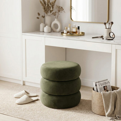 Modern Velvet Vanity Stool,Round Makeup Chair