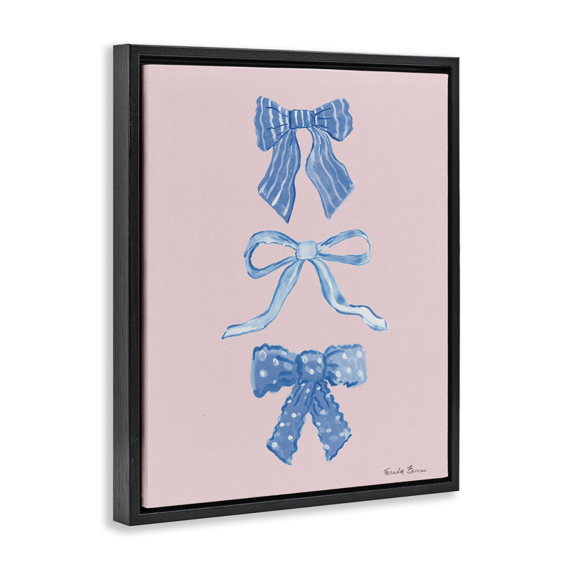 Pretty Bows Pink Floating Frame, design by Farida Zaman, Jet Black Floater Frame, 21" H x 17" W