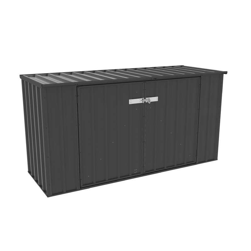 Absco Utility 7’6” W x 2’8” D Metal Galvanized Steel Garbage Can Storage Shed Monument Gray, Monument