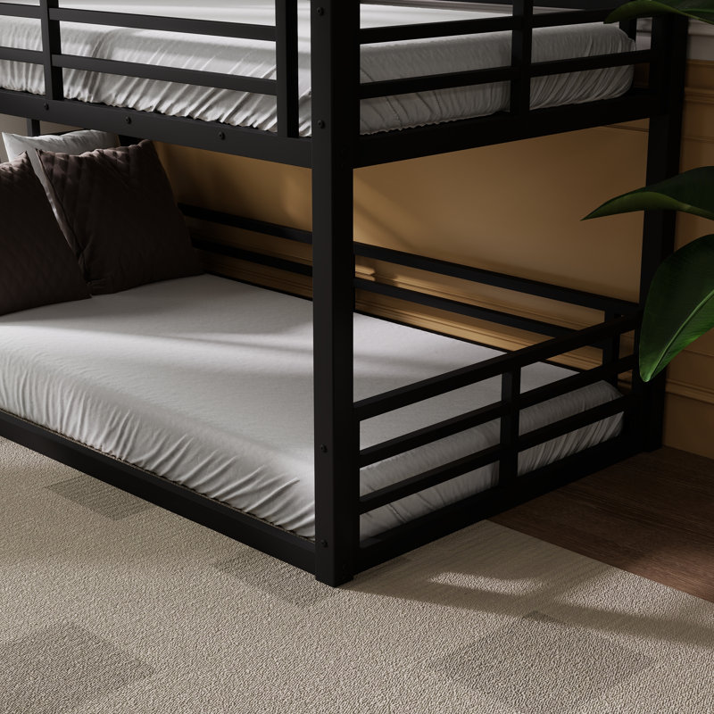 Twin Xl Over Twin Xl Over Twin Xl Metal Triple Bunk Bed With Ladder And Slide