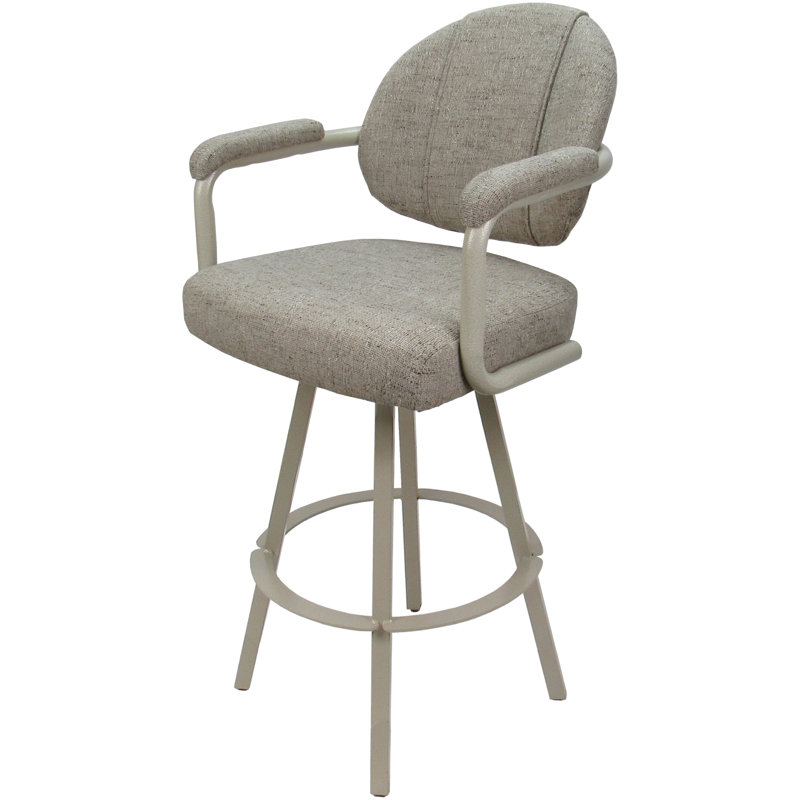 Tabouret de bar pivotant en métal Leandra, Mélange de polyester bois flotté / structure bei