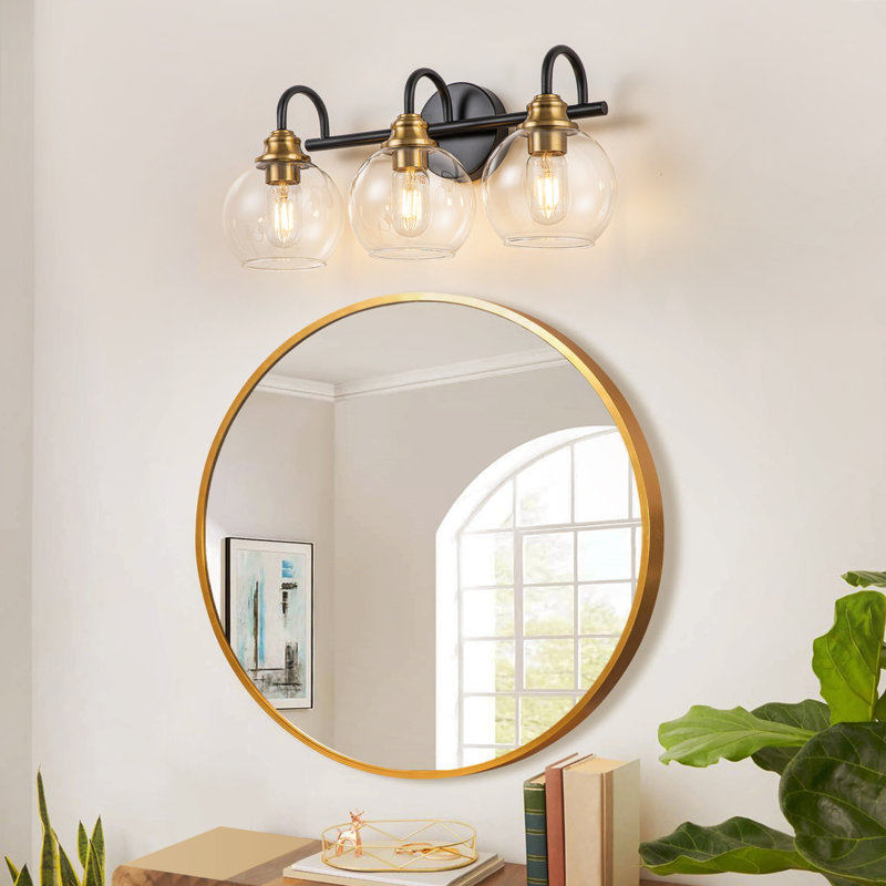 Zeline 3 - Light Dimmable Glass Vanity Light, Black/Gold
